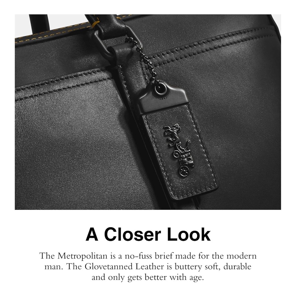 Coach Black Leather Briefcase Metropolitan Slim Brief - Picture 3 of 12